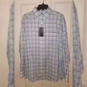 Roundtree&Yorke Blue and White ,Greenland White Casual Button Down Shirt